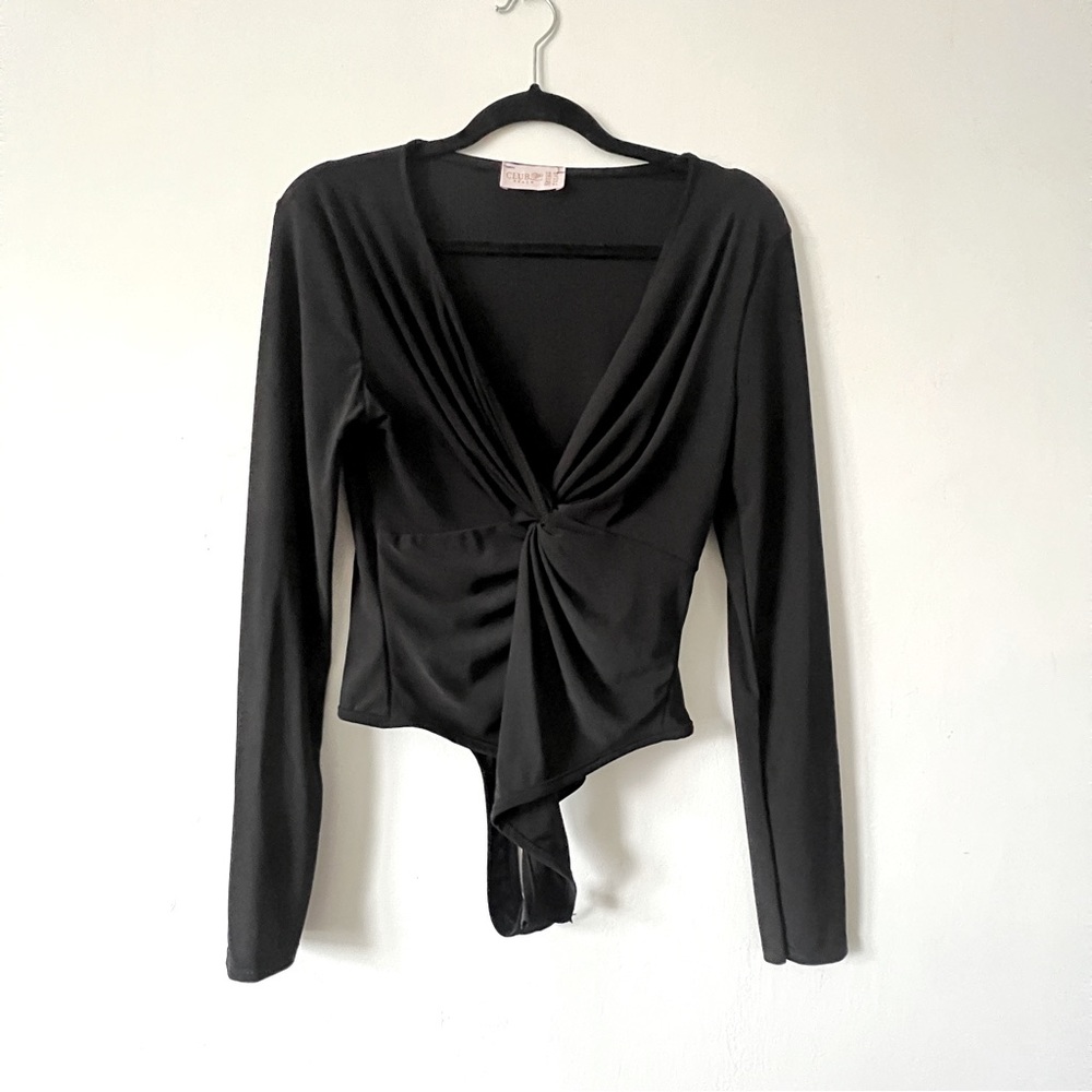 Black Deep V Bodysuit